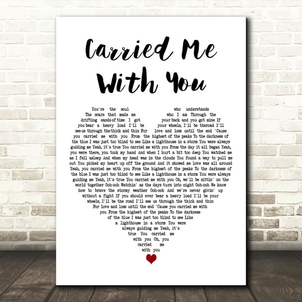 Brandi Carlile Carried Me With You White Heart Decorative Wall Art Gift Song Lyric Print