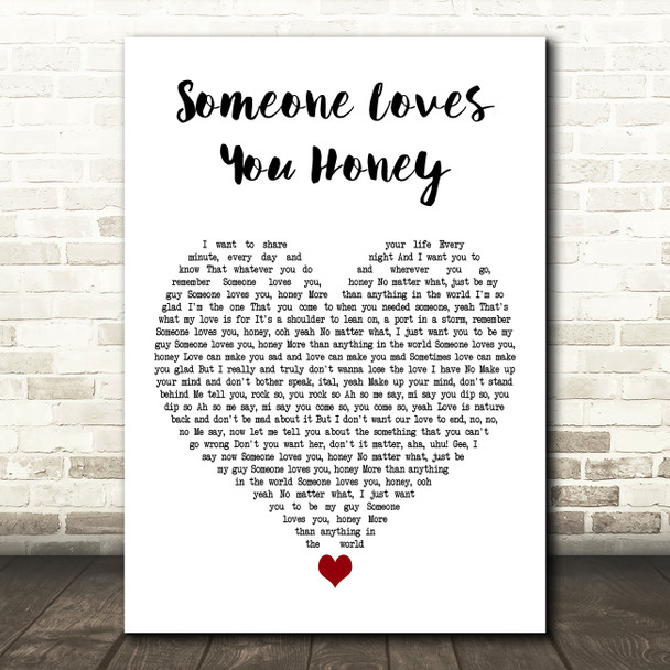 JC Lodge Someone Loves You Honey White Heart Decorative Wall Art Gift Song Lyric Print