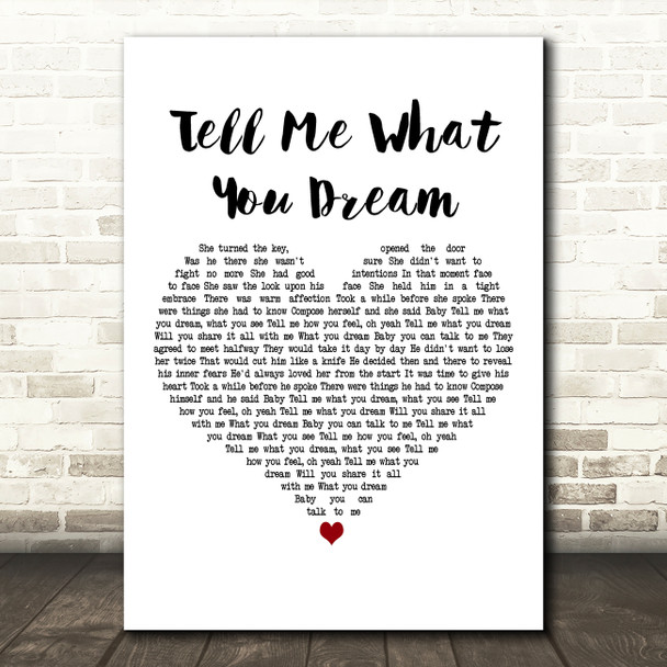 Gabrielle Tell Me What You Dream White Heart Decorative Wall Art Gift Song Lyric Print