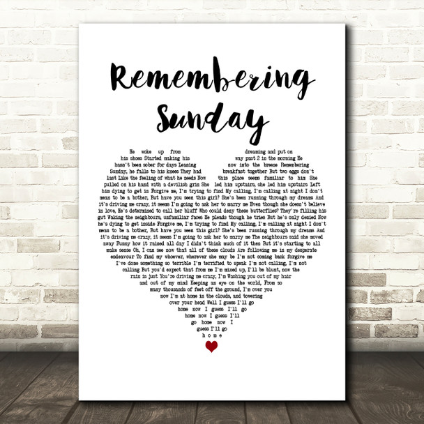 All Time Low Remembering Sunday White Heart Decorative Wall Art Gift Song Lyric Print