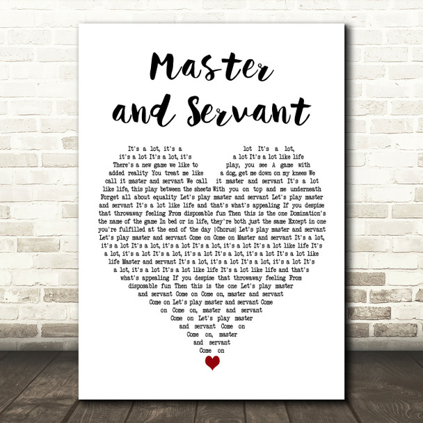 Depeche Mode Master and Servant White Heart Decorative Wall Art Gift Song Lyric Print