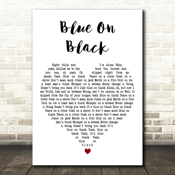 Five Finger Death Blue On Black White Heart Decorative Wall Art Gift Song Lyric Print