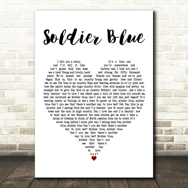 Buffy Sainte-Marie Soldier Blue White Heart Decorative Wall Art Gift Song Lyric Print