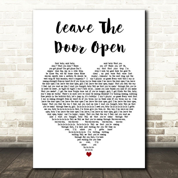 Silk Sonic Leave The Door Open White Heart Decorative Wall Art Gift Song Lyric Print