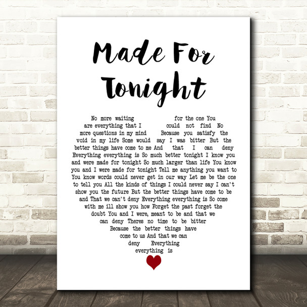 Richie Kotzen Made For Tonight White Heart Decorative Wall Art Gift Song Lyric Print