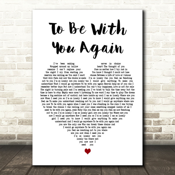 Level 42 To Be With You Again White Heart Decorative Wall Art Gift Song Lyric Print