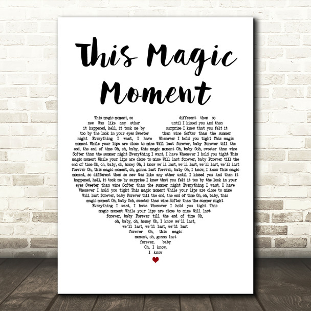 Marvin Gaye This Magic Moment White Heart Decorative Wall Art Gift Song Lyric Print