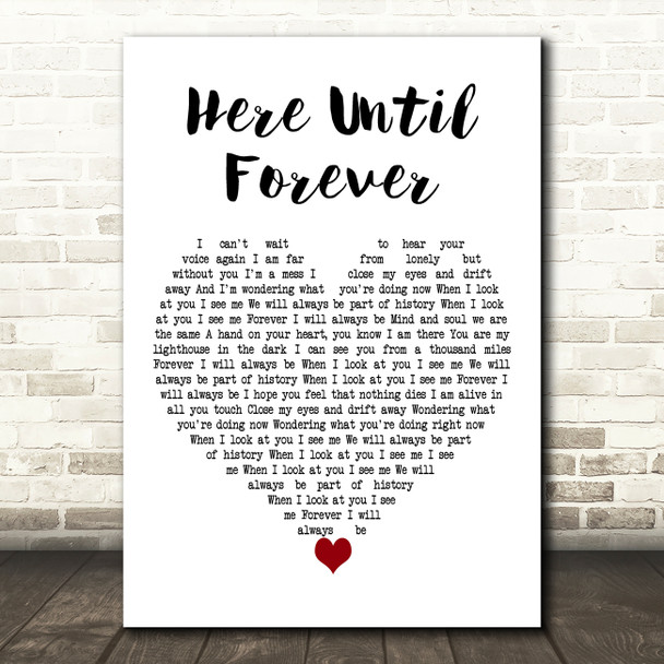 In Flames Here Until Forever White Heart Decorative Wall Art Gift Song Lyric Print