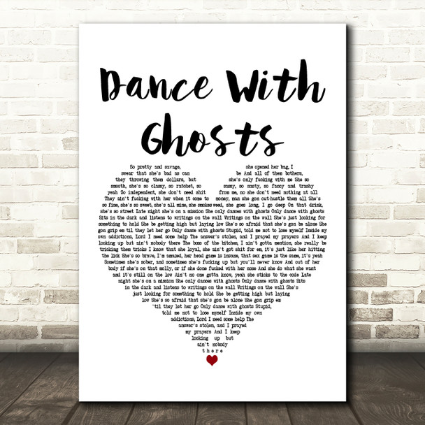 Jelly Roll Dance With Ghosts White Heart Decorative Wall Art Gift Song Lyric Print