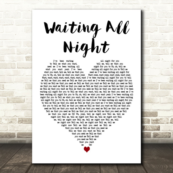 Rudimental Waiting All Night White Heart Decorative Wall Art Gift Song Lyric Print