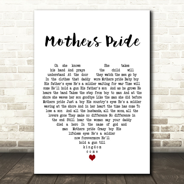 George Michael Mothers Pride White Heart Decorative Wall Art Gift Song Lyric Print