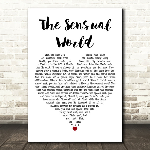 Kate Bush The Sensual World White Heart Decorative Wall Art Gift Song Lyric Print