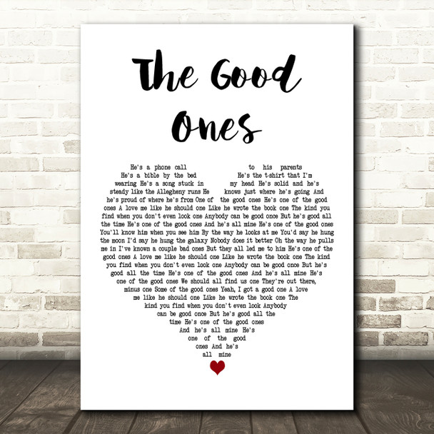 Gabby Barrett The Good Ones White Heart Decorative Wall Art Gift Song Lyric Print