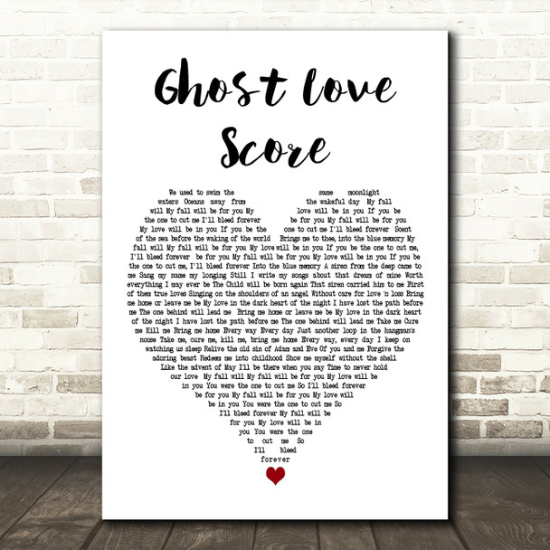 Nightwish Ghost Love Score White Heart Decorative Wall Art Gift Song Lyric Print