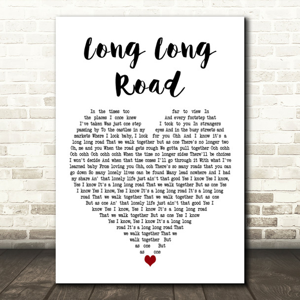 Paul Weller Long Long Road White Heart Decorative Wall Art Gift Song Lyric Print