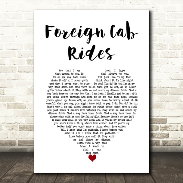Letlive Foreign Cab Rides White Heart Decorative Wall Art Gift Song Lyric Print