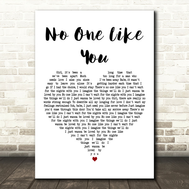 Scorpions No One Like You White Heart Decorative Wall Art Gift Song Lyric Print