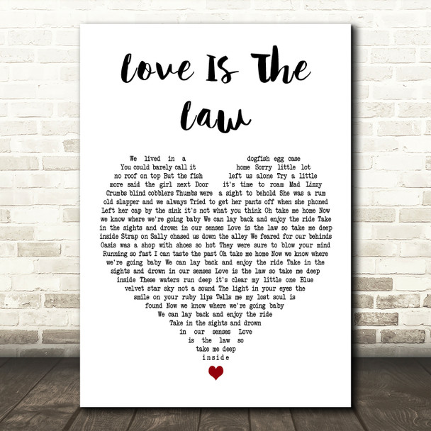Seahorses Love Is The Law White Heart Decorative Wall Art Gift Song Lyric Print
