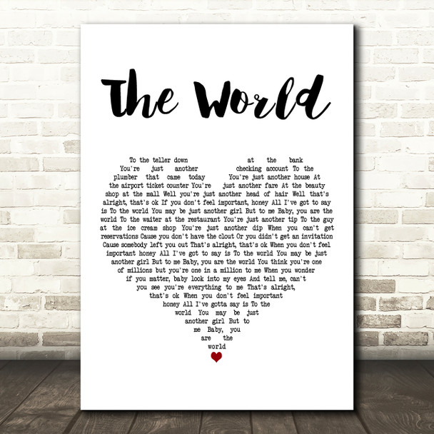 Brad Paisley The World White Heart Decorative Wall Art Gift Song Lyric Print