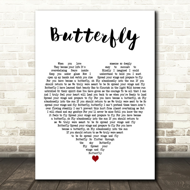 Mariah Carey Butterfly White Heart Decorative Wall Art Gift Song Lyric Print