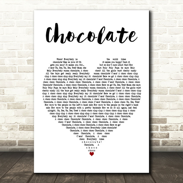 Soul Control Chocolate White Heart Decorative Wall Art Gift Song Lyric Print