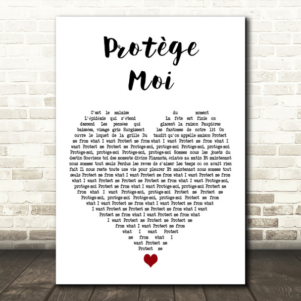 Placebo Protège Moi White Heart Decorative Wall Art Gift Song Lyric Print