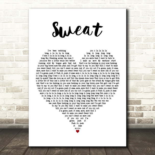 Inner Circle Sweat White Heart Decorative Wall Art Gift Song Lyric Print