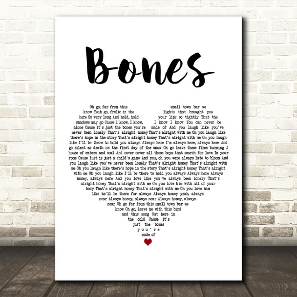Ben Howard Bones White Heart Decorative Wall Art Gift Song Lyric Print