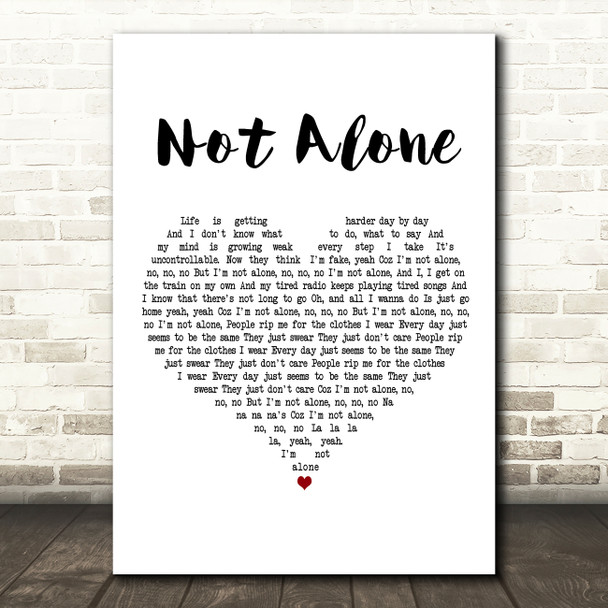 McFly Not Alone White Heart Decorative Wall Art Gift Song Lyric Print