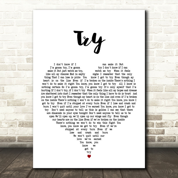 Rick Astley Try White Heart Decorative Wall Art Gift Song Lyric Print