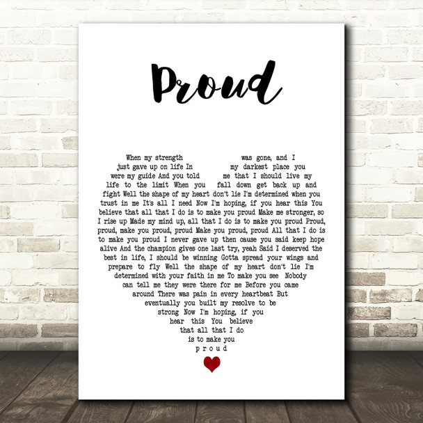 JLS Proud White Heart Decorative Wall Art Gift Song Lyric Print