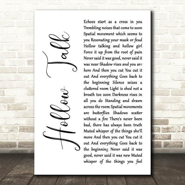 Choir of Young Believers Hollow Talk White Script Decorative Wall Art Gift Song Lyric Print