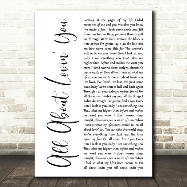 Bon Jovi All About Lovin' You White Script Decorative Wall Art Gift Song Lyric Print