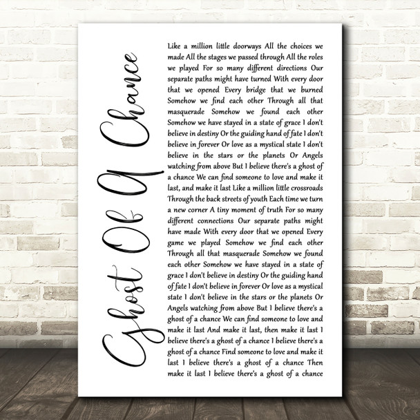 Rush Ghost Of A Chance White Script Decorative Wall Art Gift Song Lyric Print