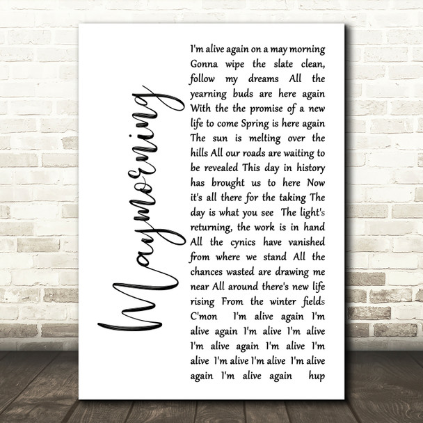 Runrig Maymorning White Script Decorative Wall Art Gift Song Lyric Print