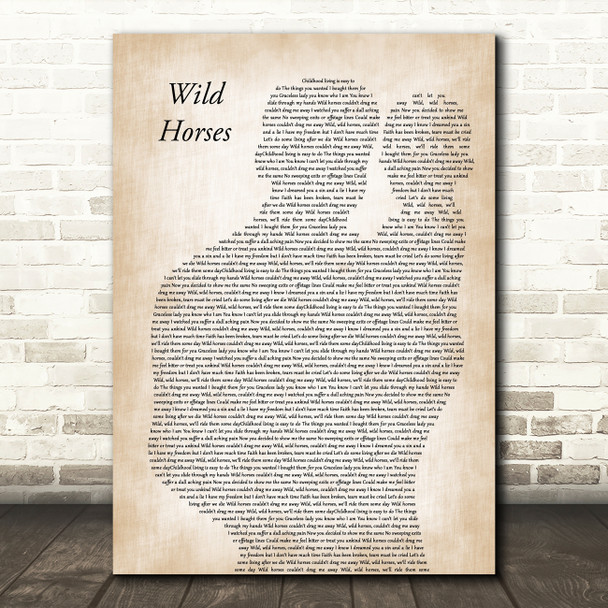 The Rolling Stones Wild Horses Father & Baby Decorative Wall Art Gift Song Lyric Print