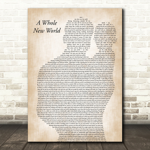 Peabo Bryson & Regina Belle A Whole New World Father & Baby Wall Art Song Lyric Print
