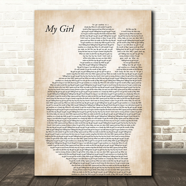 The Temptations My Girl Father & Baby Decorative Wall Art Gift Song Lyric Print