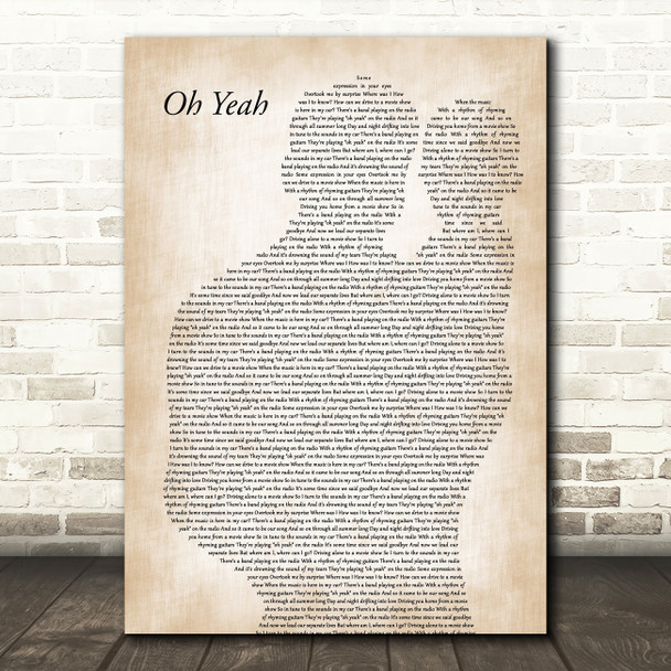 Roxy Music Oh Yeah Father & Baby Decorative Wall Art Gift Song Lyric Print