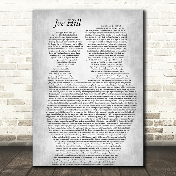 Joan Baez Joe Hill Father & Child Grey Decorative Wall Art Gift Song Lyric Print