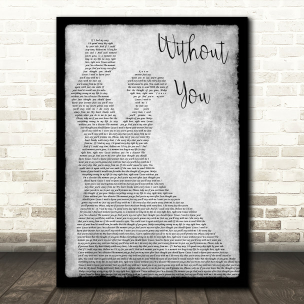 My Darkest Days Without You Grey Man Lady Dancing Decorative Wall Art Gift Song Lyric Print