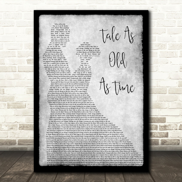 Celine Dion, Peabo Bryson Tale As Old As Time Grey Man Lady Dancing Gift Song Lyric Print