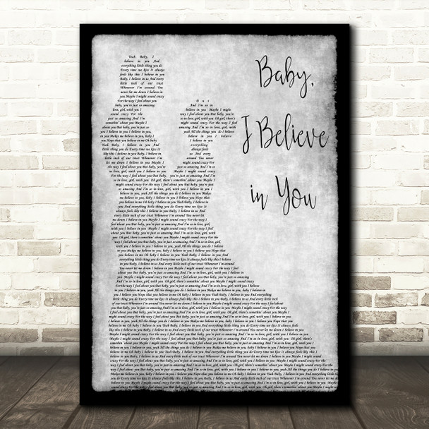 New Kids on the Block Baby, I Believe in You Grey Man Lady Dancing Gift Song Lyric Print