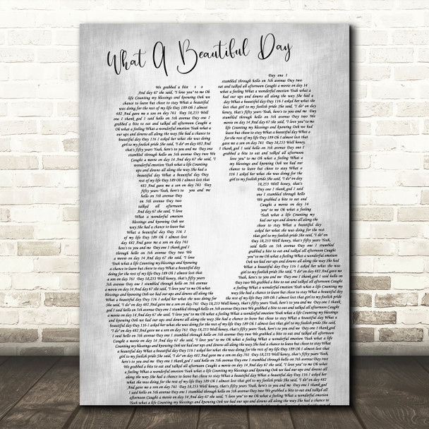 Chris Cagle What A Beautiful Day Two Men Gay Couple Wedding Grey Wall Art Gift Song Lyric Print