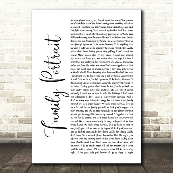 Pink Family Portrait White Script Song Lyric Quote Print