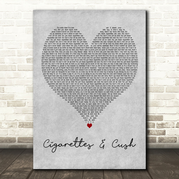 Stormzy Featuring Lily Allen & Kehlani Cigarettes & Cush Grey Heart Wall Art Gift Song Lyric Print