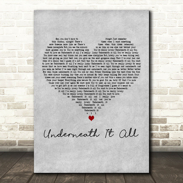 No Doubt feat. Lady Saw Underneath It All Grey Heart Decorative Wall Art Gift Song Lyric Print