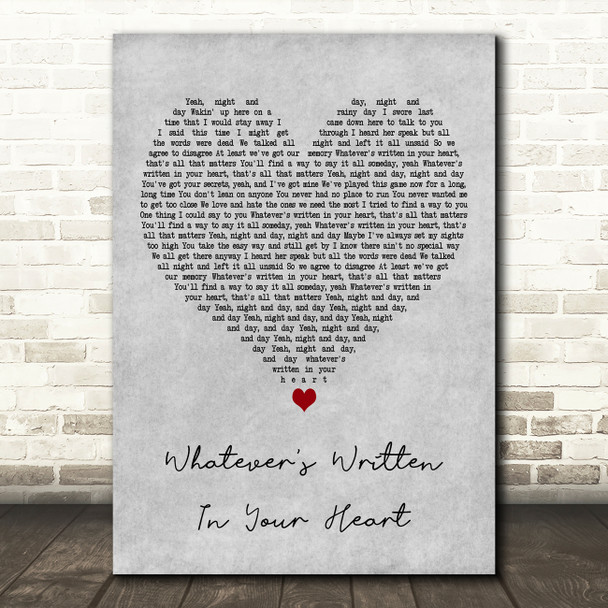 Gerry Rafferty Whatever's Written In Your Heart Grey Heart Decorative Gift Song Lyric Print