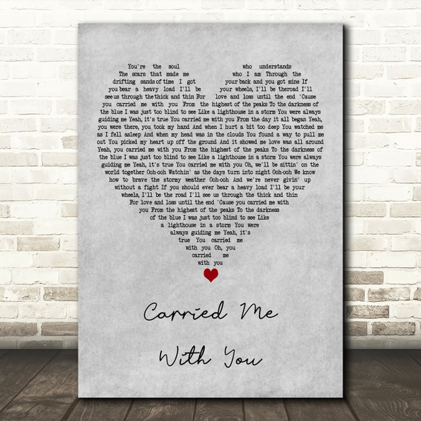 Brandi Carlile Carried Me With You Grey Heart Decorative Wall Art Gift Song Lyric Print