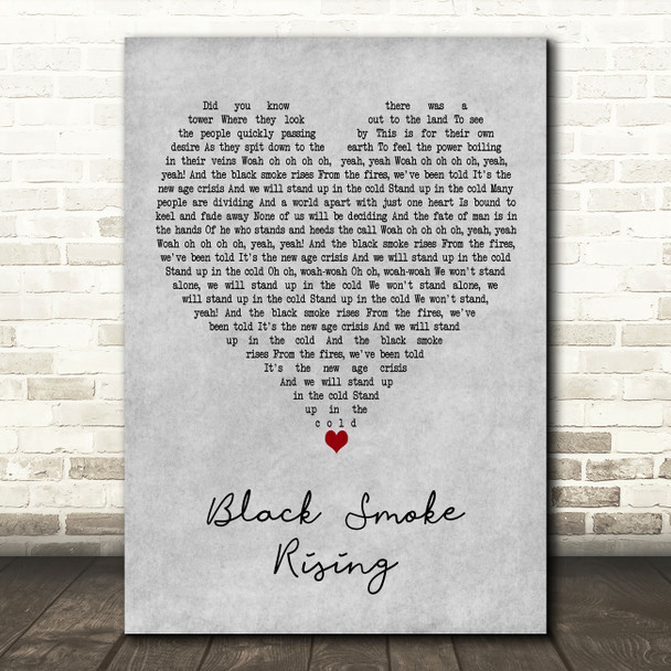 Greta Van Fleet Black Smoke Rising Grey Heart Decorative Wall Art Gift Song Lyric Print